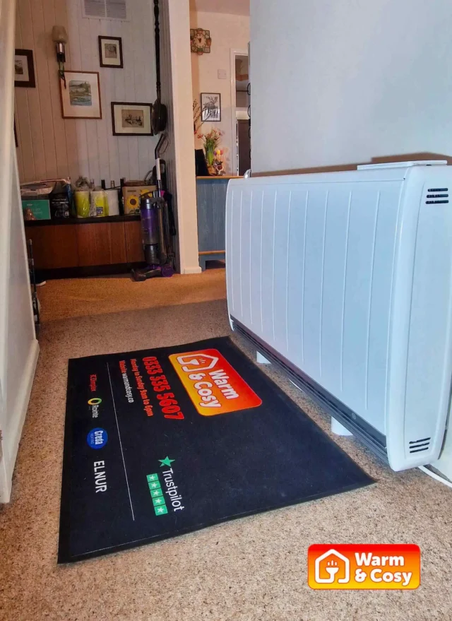 Dimplex Quantum storage heater installed in a customer's home by Warm and Cosy.