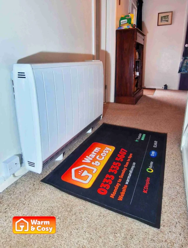 Alternate view of a Dimplex Quantum storage heater installed by Warm and Cosy.