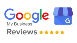 Google My Business Reviews with Five Stars Icon